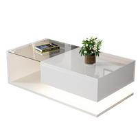 Svetainės stalas, baltas blizgus, su LED, 105x55x32,5 cm, 1 vnt