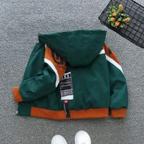 Spring Autumn Boys' Jackets with Color Clash Design Children's Jackets Hooded Tops Handsome Big Children's Jackets 160 tamsiai žalia spalva
