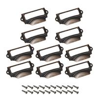 10pcs Antique Drawer Label Tag Pull Handle Jewelry Box Cabinet Frame File Card Holder Vintage Drawer Knobs Furniture Hardware
