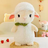 Little Sheep Doll Cute Polk Cartoon Sheep Roll Plush Toy Grabber Doll Children's Soothing Doll 23cm white