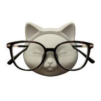 Yousheng Cute Cat Glasses Holder Small Resin Animal Spectacle Display Stand Desk Eyeglasses Organizer for Office Home Nightstand Shelf A gray