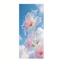 Yousheng Flowers Window Privacy Film Stained Glass Tulip Butterfly Window Cling Static Glass Sticker for Home Kitchen Office A gray