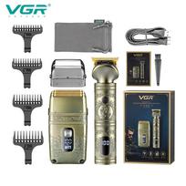 VGR 649 Hair Trimmer Electric Hair Cutting Machine Waterproof Shaver Professional Hair Clipper Metal Barber Trimmer for Men Digital Display LED Shaver auksas