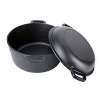 Dual-Use Cast Iron Dutch Oven: Multi-Functional Pot for Baking, Frying, and Stewing with Double-Ear Design Default black