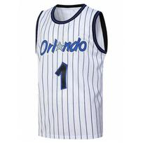 Retro Orlando 1 Penny Hardaway Krepšinio marškinėliai Mėlyni Balti Dryžuoti Vintažiniai Sportiniai Drabužiai S white