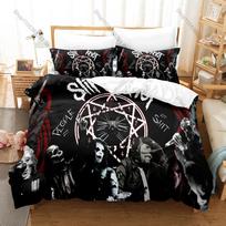 Slipknot 3PCS Bedding Set, Duvet Cover + 2 Pillowcases, Nu Metal Band Print Soft Microfiber for Rock Music Fans Decor 135x200cm black