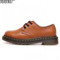 Litchi pattern low-top small leather shoes women's head layer leather large size short boots round head male and female couples 34 brown