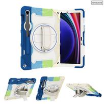 For Samsung Tab S7 S8 S9 FE Plus S10 Ultra SM-X920 12.4  SM-X820 X610 X520 Shockproof Stand Strap Tablet Case Rugged Cover Funda Tab S7 (11 inch) blue
