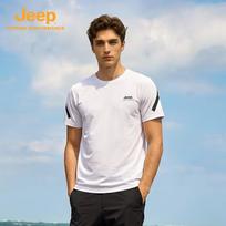 Jeep Men's Summer Outdoor Quick-Dry Cool-Touch Crew Neck T-Shirt L white