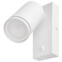 Sieninis šviestuvas su GU10 LED, skaitymui, su jungikliu, baltas
