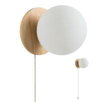 Sieninis šviestuvas Loft Wood su jungikliu, baltas, Milo stiklinis gaubtas, E27