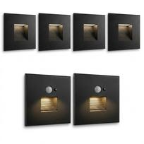 LED laiptų šviestuvų rinkinys, 4+2 vnt., juodos spalvos, 230V, 3000K/4000K/6000K, aliuminis