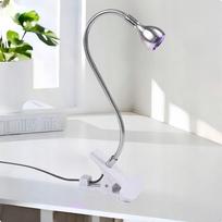 Manikiūro stalo lempa su reguliuojamu kakleliu, USB, sidabrinė-juoda