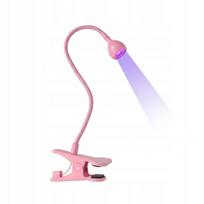 Nagų gelio lempa su USB, reguliuojama gooseneck kojelė, rožinė, 5W