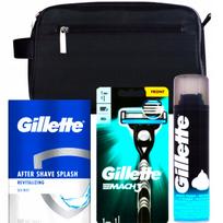Skutimosi rinkinys vyrams GILLETTE su skutimosi peiliuku, putomis ir kosmetine 4in1