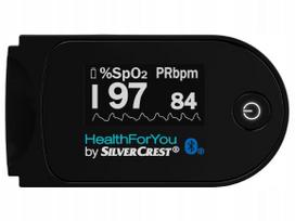 Pirštinis pulsoksimetras SILVERCREST Bluetooth su programėle, SPO 55, juodas