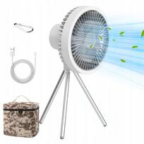 Stalinis LED ventiliatorius su 10000mAh išorine baterija, pakabinamas, palapinėms