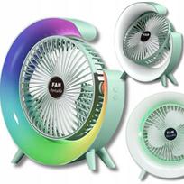Stalinis USB ventiliatorius, įkraunamas, tylus, 3 greičių, reguliuojamas, su RGB apšvietimu, 90°
