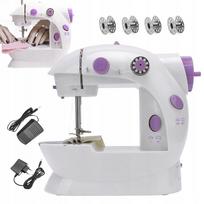 Siuvimo mašina Mini, balta/violetinė, 2 režimai, rankinė ir automatinė