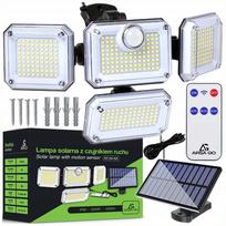 Lauko saulės LED lempa su judesio davikliu, 4in1, 5 m kabelis