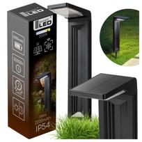 Saulės lauko lempa su LED, stulpeliu ir sutemus įsijungiančiu jutikliu, 3000K