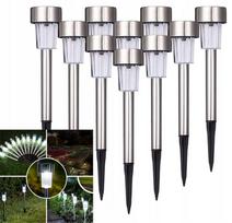 Sodo šviestuvų rinkinys 10 vnt., saulės energija, mažas, Inox, LED, šaltai balta
