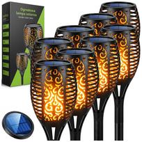 8 saulės sodo žibintai su LED liepsnos efektu