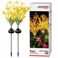 Saulės lempos su LED forzitijų žiedais, 2 vnt., sodo dekoracija