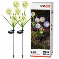 2 vnt. saulės LED kiauraraščiai sodo žibintai „Dandelion“, RGB