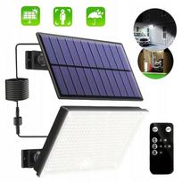 Saulės LED lempa 300W su judesio ir prietemos jutikliu, nuotolinio valdymo pultu, atskiru saulės paneliu