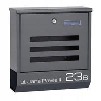 Pašto dėžutė su namo numeriu, UV spauda, antracito spalvos