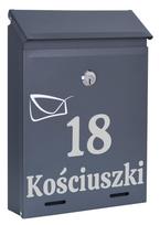 Laiškų dėžutė su namo numeriu, gatvės pavadinimu, antracito spalvos