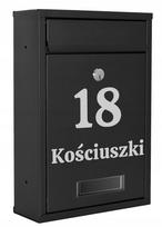Pašto dėžutė su namo numeriu, juoda, tvirtinama prie tvoros