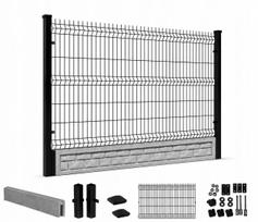 Metalinė 3D tvora, juoda, 153 cm, pagrindas 25 cm, 5 mm