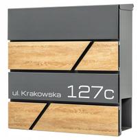 Laiškų dėžutė su adreso numeriu, imituojanti medį
