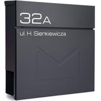 Lauko pašto dėžutė su adresu ir namo numeriu, antracito spalvos, UV spauda