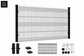 Metalinė 3D tvoros panelė su stulpais, juoda, 133x250 cm, 5 mm