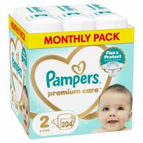 Sauskelnės Pampers Premium Care, 2 dydis, 204 vnt., 4–8 kg