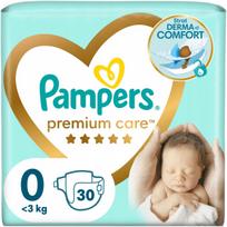 Sauskelnės Pampers Premium Care, 0 dydis, nuo 3 kg, 30 vnt.
