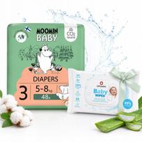 Sauskelės Moomin Baby 3 Midi, 5–8 kg, 48 vnt., ekologiškos