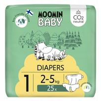 Naujagimių sauskelnės MOOMIN BABY 2–5 kg, 25 vnt., ekologiškos