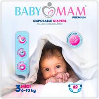 Vienkartinės sauskelnės BABYMAM Midi 3 (6–10 kg), 60 vnt., Extra Care