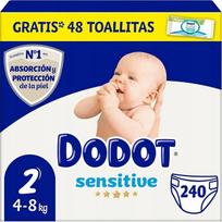 Vienkartinės sauskelnės DODOT Sensitive, 2 dydis, 4–8 kg, 240 vnt.