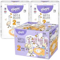 Sauskelnės BELLA HAPPY 2 MINI, 3–6 kg, 156 vnt. dėžutė