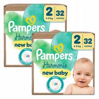 Sauskelnių rinkinys Pampers Harmonie New Baby, 2 dydis, 2 x 32 vnt., 4–8 kg