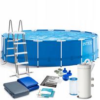 Lauko baseinas Intex 457x122 cm su kopėčiomis ir siurbliu