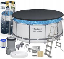 Lauko baseinas Bestway 56420, 366x122 cm, su rėmu, kopetėlėmis, pompa ir uždangalu