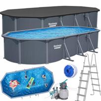 Sodo baseinas BESTWAY 561CW, plieninis, 7,3×3,6×1,3 m, su kopetėlėmis ir siurbliu