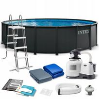 Baseinas su reguliuojamomis kojomis, kopėčiomis ir pompa INTEX 26340ND, 732x132 cm, 2026 modelis