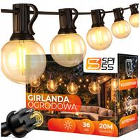 Lauko girlianda 20 m, 36 LED lemputės, E12, atspari vandeniui